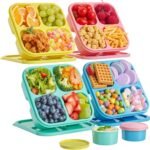 4 Pcs Snack Box Containers Set, Reusable 4 Compartment Lunchable Container with 2Pcs Sauce Containers, Stackable BPA-Free Bento Box for School, Work, Travel (4 Color) - Image 2