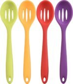 4 Pieces Silicone Slotted Spoons,Nonstick Mixing Serving Spoons for Kitchen Cooking Bake Stir Draining Tool - Image 2
