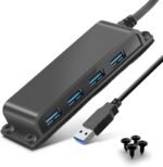 4-Port USB 3.0 Portable Desk Hub,Fixable USB Data Hub 3.0 with 3.3ft/100CM Cable for MacBook, Mac Pro/Mini, iMac, XPS, Surface Pro, Notebook PC, USB Flash Drives, Mobile HDD,Computer and More - Image 2