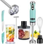4 in 1 Corded Hand Blender Includes Food Chopper, Mixing Beaker Milk Frother and Whisk 600W Handheld Blender with Stainless Steel Blade, Baby Food Blender - Image 2