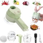 4 in 1 Handheld Electric Vegetable Cutter Set, Multifunctional Mini Electric Grinder Garlic Mud Masher Chopper, Portable Food Processor with Brush, for Garlic Chili Onion Ginger Celery Meat - Image 2