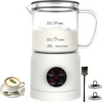 4-in-1 Milk Frother, Electric Milk Frother and Steamer with LED Touch Screen, Ceramic Lining Bottom, Milk Warmer 13.52oz for Lattes, Cappuccinos, and Macchiatos at Home, White - Image 2