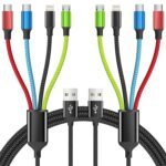 4 in 1 Multi Charging Cable [2Pack 5FT], Tangle Free USB C Car Charger Cable Nylon Braided with 2 USB-C/Lightning/Micro, Travel Charging Cords for iPhone Android iPad and More - Image 2