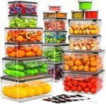 40 PCS Food Storage Containers with Lids Airtight, 100% Leakproof Plastic Meal-Prep Containers Reusable(20 Containers & 20 Lids),Microwave and Dishwasher Safe, Includes Labels & Pen - Image 2