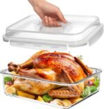 4800 ML / 163 oz / 21 Cup LARGE Glass Food Storage Container with Airtight Locking Lid. Ideal Storing food, Vegetables, Fruits. Baking Casserole, Lasagna, Roasting Turkey, Chicken BPA Free Oven Safe - Image 2