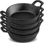 4Pack Mini Cast Iron Skillets, 6.3 x 6.3 x 1.5 Inch Frying Pan, Black Small Skillet, Cast Iron Pan with Handle, Mini Casserole Dish Skillets for Kitchen Baking Cooking Indoor Outdoor - Image 2