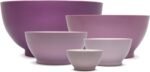 5-Piece Non-Spill Plastic Mixing Bowl Set - Reusable Nesting Kitchen Bowls with Concave Inner Lip and Non-Slip Base - Ideal for Baking, Prepping, Cooking and Serving - Dusty Plum - Image 2