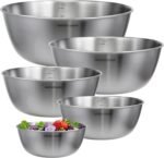 5-Piece Stainless Steel Mixing Bowls Set for Kitchen, Nesting Bowls for Mixing, Baking, Prepping, Cooking and Serving Food, Metal Mixing Bowls Dishwasher Safe - Image 2