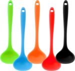 5 Pieces Silicone Ladles for Cooking - Small Soup Ladle Spoon Heat Resistant Kitchen Ladle Spoons, Cooking and Serving Spoon for Soup Sauce Chili Gravy Canning Pouring (5 Colors) - Image 2