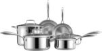 5-Ply 10 Pcs Stainless Steel Cookware Set, Pots and Pans Set, Frying Pans, Saucepans, Saute Pan and Stock Pot, Compatible with All Cooktops - Image 2