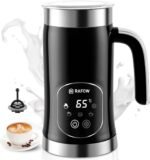 5-in-1 Milk Frother and Steamer - Upgraded Automatic Milk Steamer 11.8oz Hot & Cold Foam Maker and Milk Warmer with LED Display Touch Screen & Two Whisks for Latte,Cappuccinos,Silent Working - Image 2