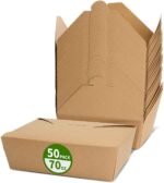 50 Pack 70 oz Large Take Out Food Containers - Heavy Duty Microwavable Kraft Brown Paper To Go Box #3 - Grease Resist Paper Lunch Box Cardboard Take Out Box for Restaurant, Household, Party - Image 2