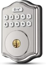 52HZ Keyless Entry Door Lock with Code, Electronic Keypad Deadbolt with 2 Keys, Smart Door Locks for Front Door, Voice Guidance, Anti-Peeping Password, Auto Lock, Easy to Install, Satin Nickel - Image 2