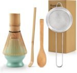 5Pcs Matcha Whisk Set, 100% Natural Bamboo Matcha Whisks Kit, Japanese Matcha Ceremony Accessory, Whisk, Whisk Holder (Green), Sifter, Tea Scoop, Tea Spoon, Gift for Matcha Lovers Beginner - Image 2