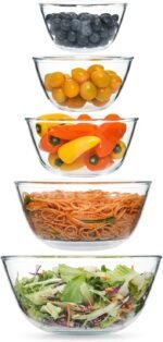 5pc Glass Mixing Bowls Sets (4.65QT, 2.80QT, 1.64QT, 1.16QT, 0.85QT), Glass Nesting Kitchen Thick Bowl for Baking, Cooking Prep, Storage, Large Salad Bowls Sets-Dishwasher Microwave Freezer Safe - Image 2