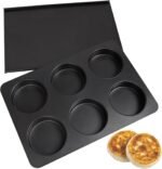 6 Cup Straight Side Jumbo English Muffin Cupcake Pan with Lid, Nonstick Hamburger Burger Bun Mold Muffin Pan for Baking Egg Sandwich Frittata Cinnamon Roll Focaccia Quiche Pancake - Image 2