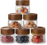 6-Pack 4 fl oz Stackable Airtight Glass Canisters with Acacia Lids - Small Mason Jars for Overnight Oats, Spice Storage, Herb Keepers, Pantry Organization and Dry Food Storage - Image 2