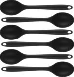 6 Pack Black Silicone Cooking Spoons Heat Resistant Nonstick Serving Spoons for Mixing, Stirring, Serving, Baking, 10.8 Inch - Image 2