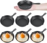 6 Pack Mini Cast Iron Skillet, 4 Inch Small Cast Iron Frying Pan, Pre-Seasoned Cast Iron Skillet Set, Black Non-Stick Mini Egg Frying Pan for Stove, Oven, Grill Safe, Indoor and Outdoor Use - Image 2