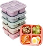 6 Pack Snack Containers, 4 Compartment Snack Box Containers Bento Box, Reusable Meal Prep Lunch Containers for Adults Kids Toddler, Divided Food Containers for Travel Work School - Image 2