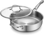 6-Quart Stainless Steel Saute Pan with Lid, 12-Inch Skillet, Dishwasher & Oven Safe, Works on All Cooktops - Image 2