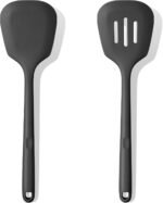 600ºF Heat Resistant Silicone Turner: U-Taste 13.6in Long Solid & Slotted Thick Kitchen Spatula Flipper, Large Flexible Cooking Utensil for Flipping Egg in Nonstick Cookware (Classic Black, 2PCS) - Image 2