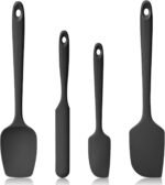 600ºF Heat Resistant Spatulas, High Heat Food Safe Semless Kitchen Silicone Scraper Set for Cooking Baking Mixing Scraping Stirring Nonstick Cookware Pan Bowl (4Pcs,Black) - Image 2