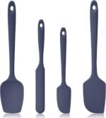 600ºF Heat Resistant Spatulas, High Heat Food Safe Semless Kitchen Silicone Scraper Set for Cooking Baking Mixing Scraping Stirring Nonstick Cookware Pan Bowl (4Pcs,Midniaht Blue) - Image 2