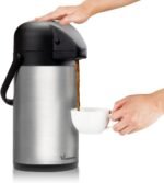 64 Oz Airpot Coffee Dispenser with Pump, Insulated Thermal Coffee Carafe - Stainless Steel Hot Beverage Dispenser - Thermos Urn for Hot/Cold Water, Drink Dispenser for Parties - Image 2