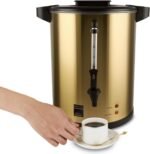 6L Coffee Urn, Hot Beverage Dispenser, Hot Water Urn, Commercial Grade Double Wall Stainless Steel, Electric Coffee Percolator, Large Coffee Maker for Party, Home, Catering, 38-Cup,Gold Color - Image 2