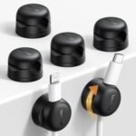 6Pack Rotatable Cord Organizer, Spring Cable Clips - Lamicall [1s Lock] Cord Holder, Desk Phone Charger Cable Management, Adhesive Wire Organizer Keeper for Nightstand, Home Office Accessories - Image 2