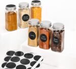 6Pcs Spice Jars with Label, 4oz Empty Square Seasoning Containers, Spice Jars with Shaker Lids, Small Spice Bottles for Salt, Herbs, Sugar, Pepper, Seasoning Jars for Spice Rack, Cabinet, or Drawer - Image 2