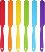 6pcs Silicone Spatulas Heat Resistant Jar Spatulas Cake Cream Butter Spatulas with Long Handle Non-Stick Kitchen Baking Cooking Resin Craft Stirring Mixing Scraper Tool (6 Colors) - Image 2