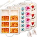 7 Pcs Silicone Baking Pan Set with 4 Molds (Loaf, Muffin, Mini Muffin, Round), Spatula, Dual-head Pastry Brush Oven Mitts Nonstick for Cupcakes Brownies Bread, Confetti Design - Image 2