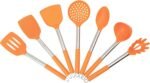 7PCS Cooking Utensil Set, Stainless Steel Handles, Silicone Non-Toxic BPA-Free, Kitchen Spatulas, Kitchen Tools Gift Set for Nonstick Cookware Food-Grade Heads - Silicone Gadgets (Orange) - Image 2