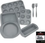 7in1 Silicone Bakeware Baking Set, Kitchen Bake Pans Molds Tray for Oven with BPA Free Round/Square Cake Pan, Loaf Pan, Muffin Pan for Bread Pizza Cheesecake Cupcake Pie Desserts - Image 2