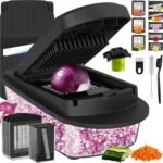 8 Blade All-in-1 Vegetable Chopper Mandoline Slicer with Container, Food Chopper, Onion Chopper, Veggie Cutter for Salad, Kitchen Gadgets Accessories Essentials, Black - Image 2