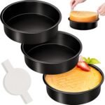 8 Inch Round Cake Pan Set of 3, Nonstick Baking Pans with 90PCS Parchment Paper, Dishwasher Safe - Image 2