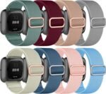 8 Pack Elastic Bands Compatible With Fitbit Versa 2/Lite/SE for Women Men, Adjustable Stretchy Nylon Braided Strap Solo Loop Sport Replacement Wristband for Smart Watch - Image 2