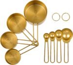 8 Pcs Gold Measuring Cups and Spoons Set 304 Stainless Steel Measuring Spoons Gold with Handles Golden Stackable Kitchen Measure Cups Set For Liquid Dry Ingredient Kitchen Baking Cooking - Image 2