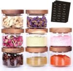 8 Pcs Spice Containers - 8.5oz Glass Spice Jars With Acacia Airtight Lid and Labels - Stackable Empty Round Spice Bottles for kitchen Seasoning, coffee bean, tea, suger, herbs - Image 2