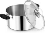 8 Quart 3-Ply Cooking Stock Pot with Lid, P&P CHEF Stainless Steel Large Pot for Pasta Soup, Work on Multi Stove, Heavy Duty & Dishwasher Safe, Dual Heat-resistant Handles & Transparent Glass Lid - Image 2