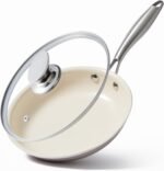 8.5 Inch Ceramic Nonstick Frying Pan with lid Skillet - PFAS-Free, Non-Toxic, Oven Safe & Induction Ready, Aluminum Cookware with Stainless Steel Handle - Image 2
