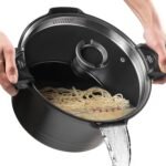 8.5qt Pasta Pot with Strainer Lid, Cast Aluminum Stockpot Multipot, Nonstick Ceramic Coating make Cleanup easy with Tempered Glass Lid, Dishwasher Safe, Induction, Black (Black, 8.5 Quarts) - Image 2