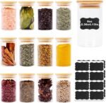 8oz Glass Food Storage Jars, Glass Jars with Bamboo Lids, Kitchen Storage Jars, Set of 12, Canisters with Airtight Lids for Spice, Coffee, Cookie, Pantry Organizers - Image 2