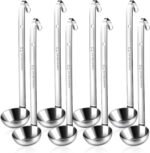 8pcs Stainless Steel Ladle 2 Oz Soup Ladle 10" long Spoon Heavy-Duty Metal Spoon Sets big spoons for cooking Serving Soups, Gravy, Portioning, Stirring - Image 2