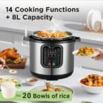 8qt stainless steel Pressure Cooker | 24-hour Presetting electric rice cooker, 14 in 1 slow cooker with temperature control | LED Multifunction Steamer, Food Warmer with nonstick pot - Image 2