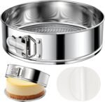 9 Inch 304 Stainless Steel Springform Pan with Removable Bottom, Nonstick Round Spring Form Cheesecake Pan with 30 Pcs Parchment Paper Liners - Image 2