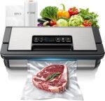 95kPa Vacuum Sealer Machine, Fully Automatic Food Sealer, Touch Display, 10-in-1 Functions & Powerful Sealing System with Double Heat Seal, Easy-Lock Handle, Built-in Cutter(Black Silver) - Image 2