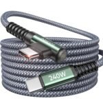 AINOPE 240W USB C to USB C Cable [10FT] Right Angle C to C Cable Fast Charging,Sideways Phone Charger USBC to USBC Fits iPhone 17 16 15 Pro Max Plus,MacBook Air/Pro,iPad Pro,Samsung S25,Pixel,iPad - Image 2